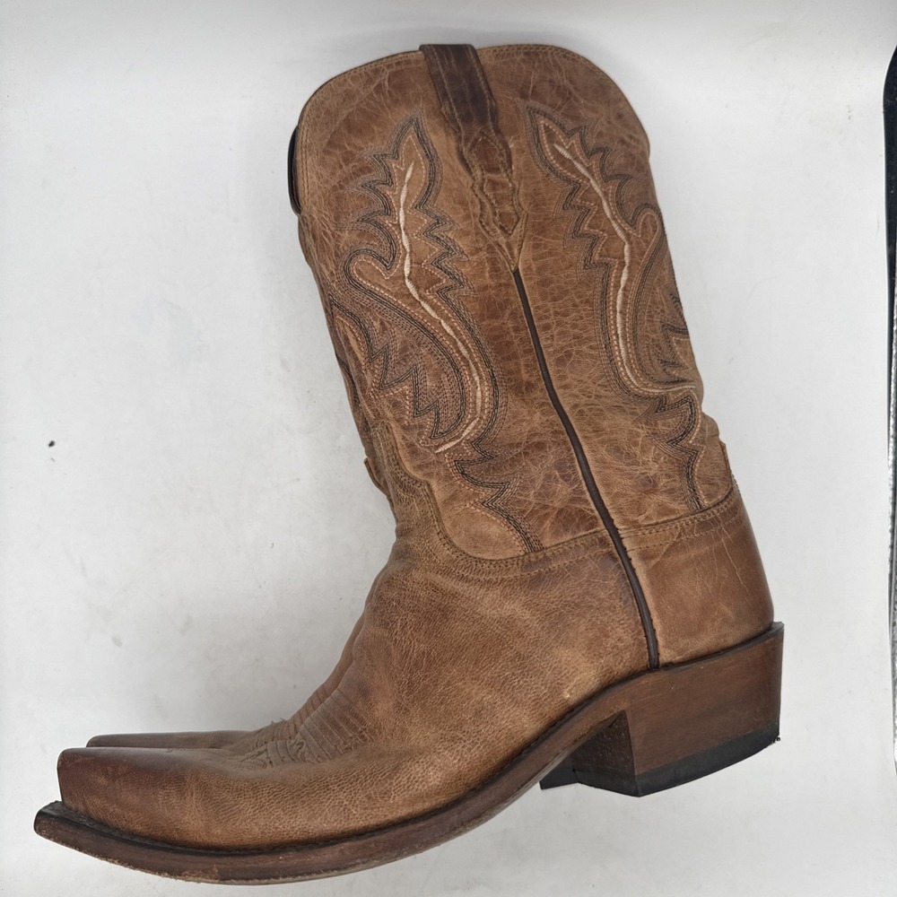 Lucchese Cassidy Boots Women 10B M4999 Brown Goat Leather Snip Toe Cowboy Boots - Picture 2 of 13